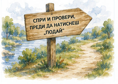 Указател Спри и провери преди да натиснеш Подай