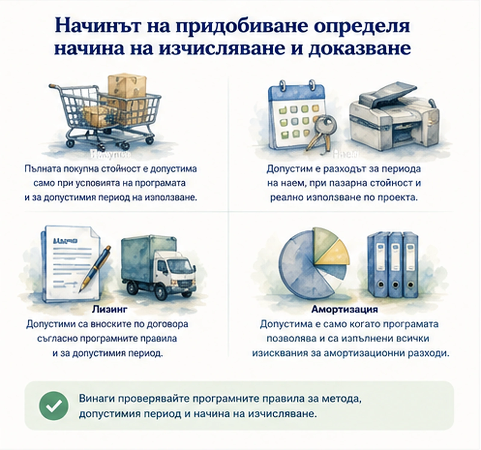 Четири начина за придобиване или използване на оборудване