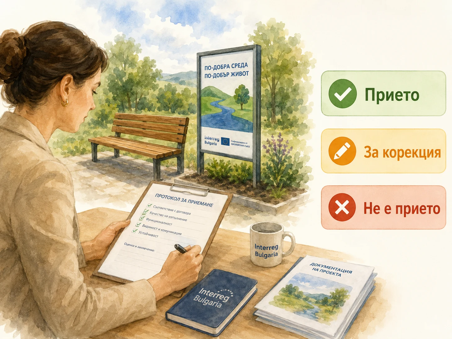 Компетентно лице проверява проектен резултат и определя дали е приет, за корекция или неприет
