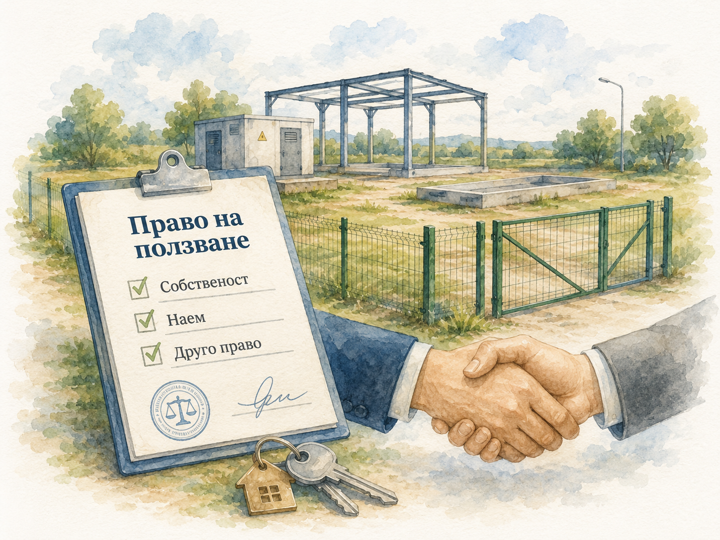 Документ за собственост или право на ползване, ключове и строителен терен