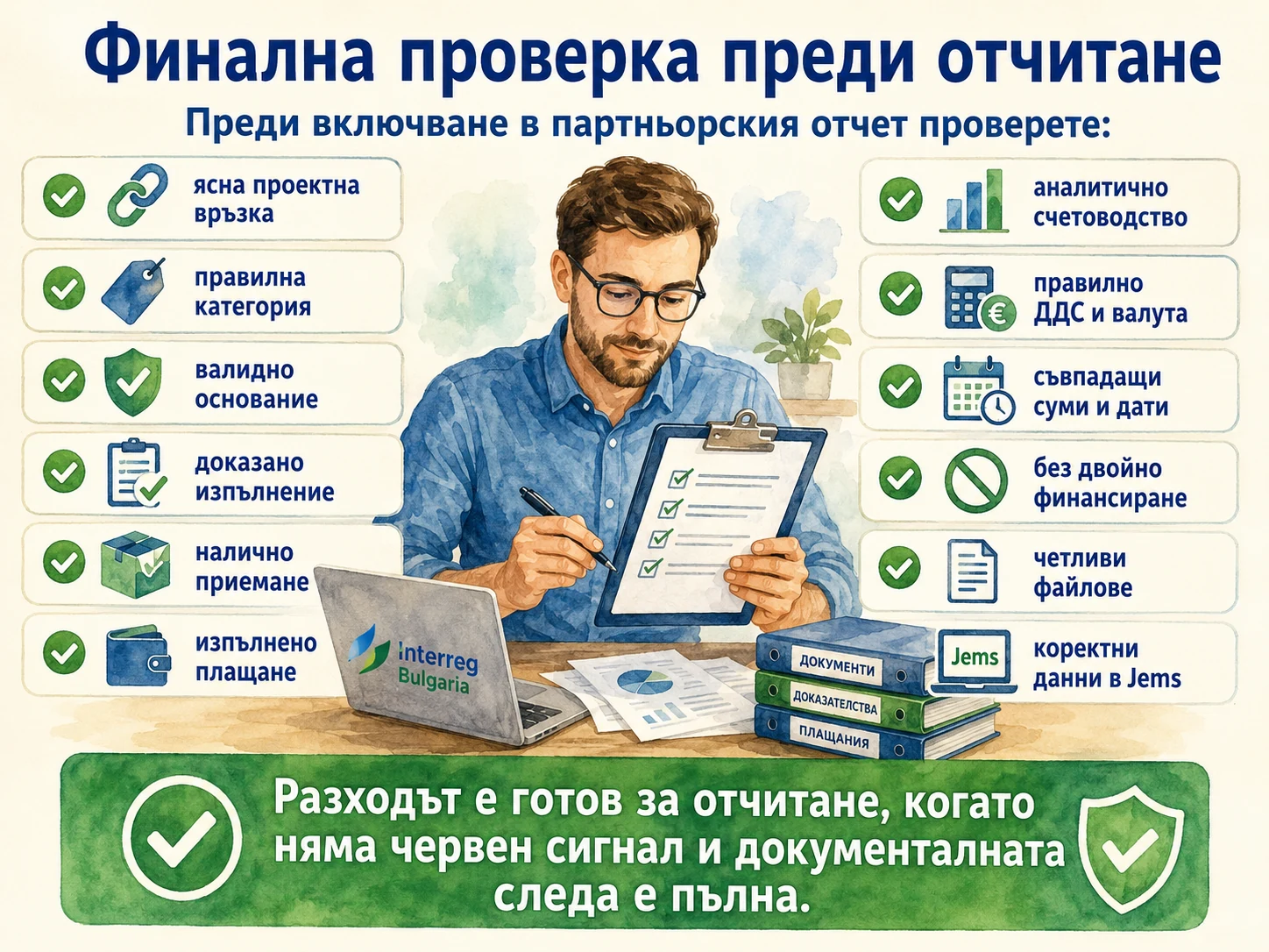 Финален контролен списък преди включване на разхода в партньорския отчет