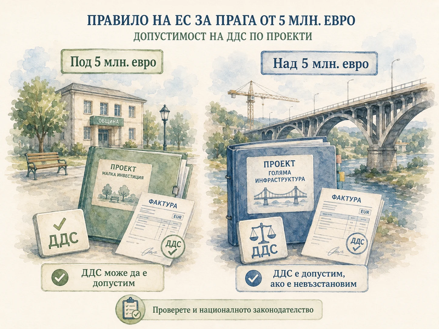 Сравнение на правилото за ДДС при операции под и над 5 милиона евро