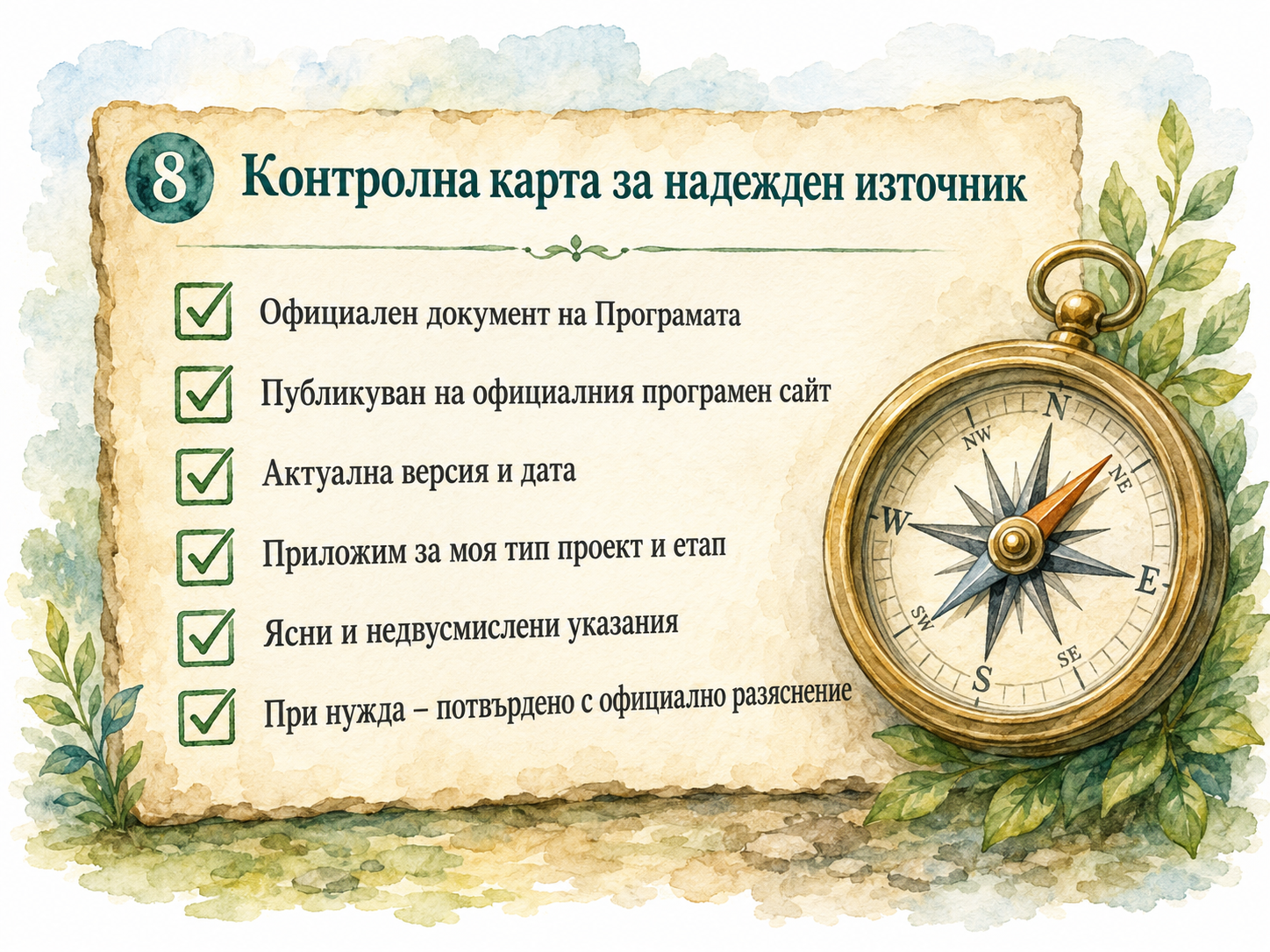 Самостоятелна акварелна контролна карта за надежден официален източник